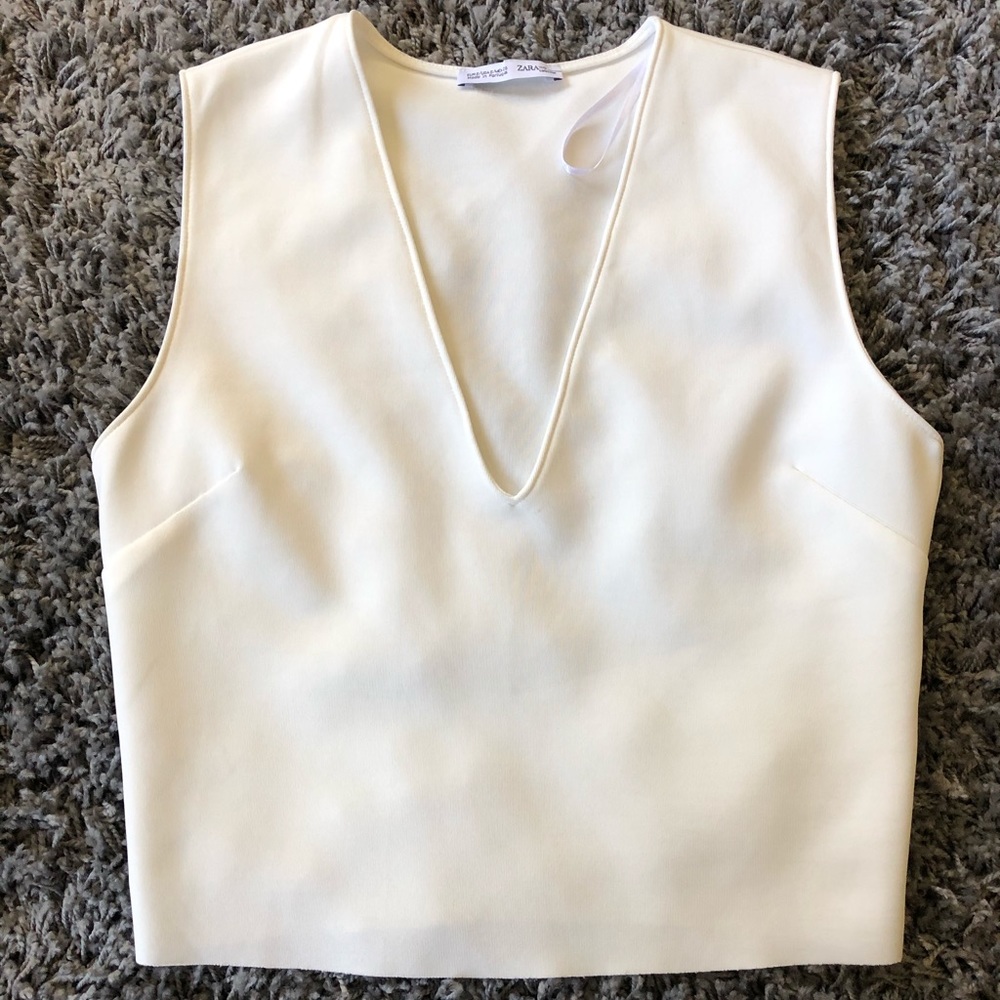 Zara Off White Crop Tank Top S